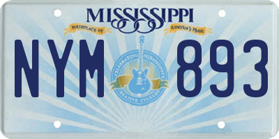 MS license plate NYM893