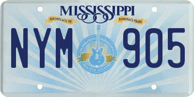 MS license plate NYM905
