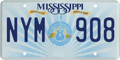 MS license plate NYM908
