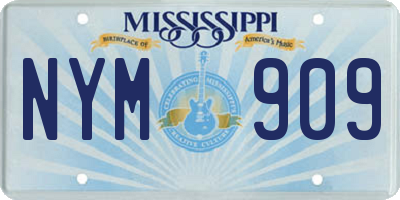 MS license plate NYM909
