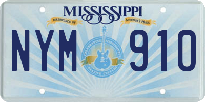 MS license plate NYM910