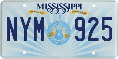 MS license plate NYM925