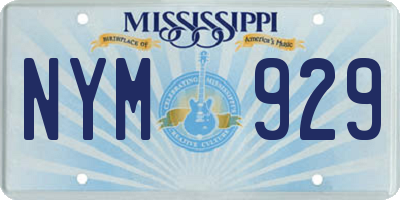 MS license plate NYM929