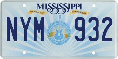 MS license plate NYM932
