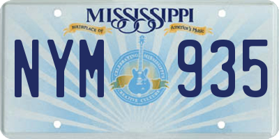 MS license plate NYM935