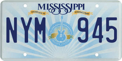 MS license plate NYM945