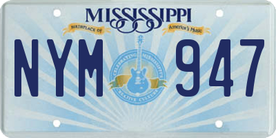 MS license plate NYM947