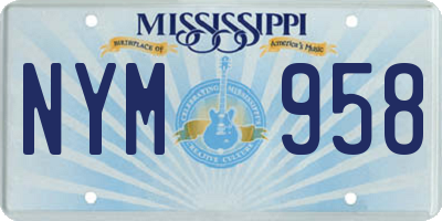MS license plate NYM958