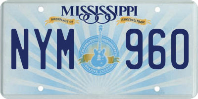 MS license plate NYM960