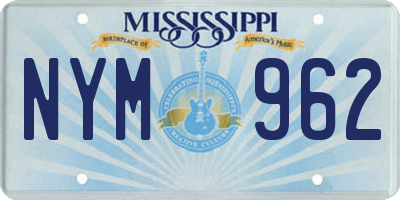 MS license plate NYM962