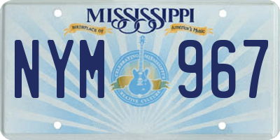 MS license plate NYM967