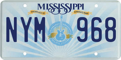 MS license plate NYM968