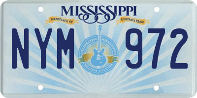 MS license plate NYM972