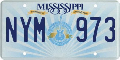 MS license plate NYM973