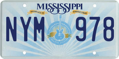 MS license plate NYM978