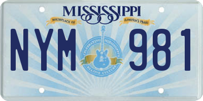 MS license plate NYM981