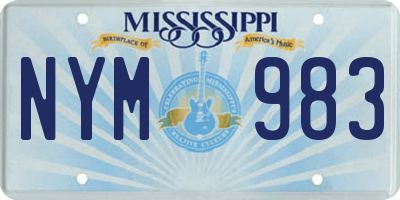 MS license plate NYM983