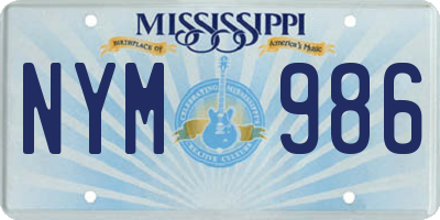 MS license plate NYM986