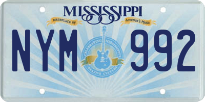 MS license plate NYM992
