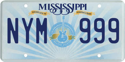 MS license plate NYM999