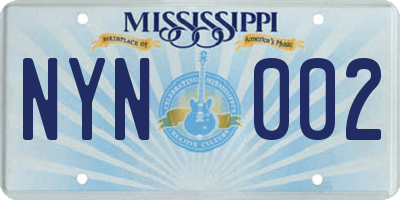 MS license plate NYN002
