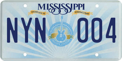 MS license plate NYN004