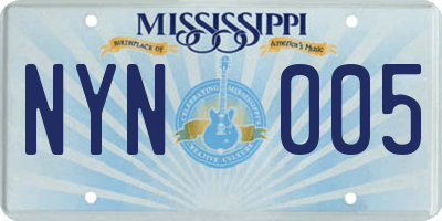 MS license plate NYN005