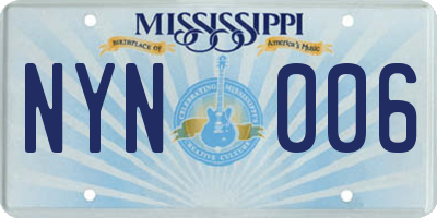 MS license plate NYN006