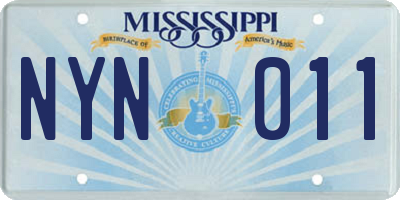 MS license plate NYN011