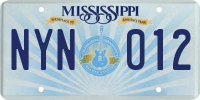 MS license plate NYN012