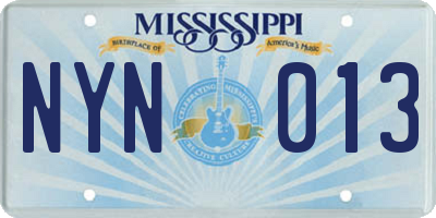 MS license plate NYN013