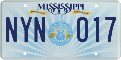 MS license plate NYN017