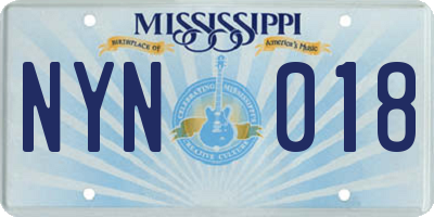 MS license plate NYN018