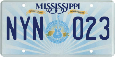 MS license plate NYN023