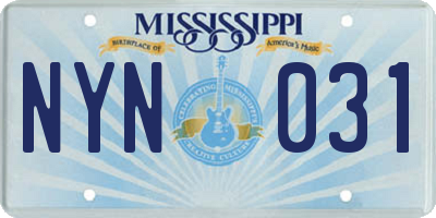 MS license plate NYN031