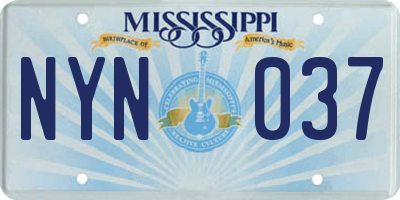 MS license plate NYN037