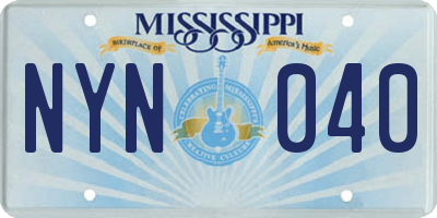 MS license plate NYN040
