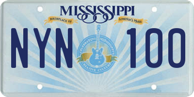 MS license plate NYN100