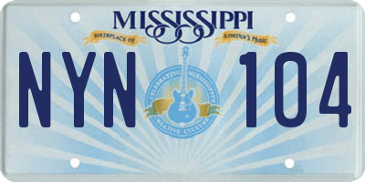 MS license plate NYN104