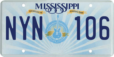 MS license plate NYN106
