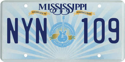 MS license plate NYN109
