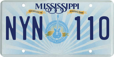 MS license plate NYN110