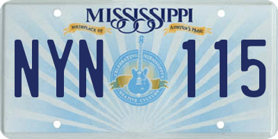 MS license plate NYN115