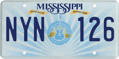 MS license plate NYN126