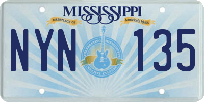MS license plate NYN135