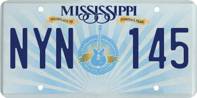MS license plate NYN145