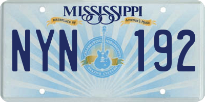 MS license plate NYN192