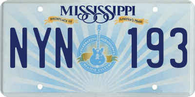 MS license plate NYN193