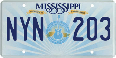 MS license plate NYN203