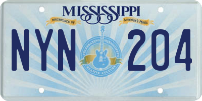 MS license plate NYN204